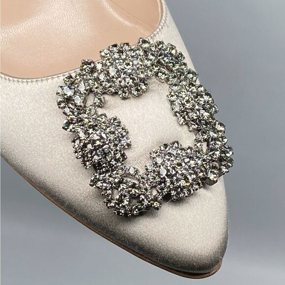Manolo Blahnik Hangisi 70 Embellished Satin Pumps size 37.5 - Picture 9 of 12